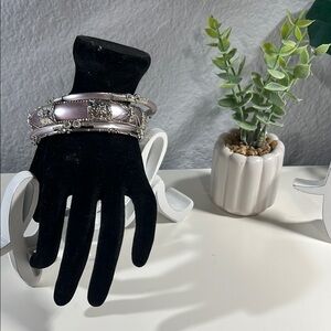 Elegant Silver and light pinkish purple Bracelet set